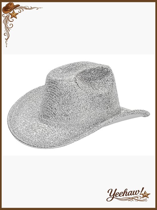 Adjustable Glitter Cowboy Hat with Wide Brim for Costume Parties main image 4